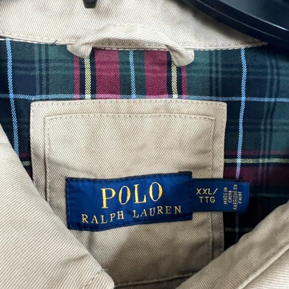 Polo Ralph Lauren Bomber Jacket Mens XXL Beige Blouson Chin Strap - Picture 12 of 12